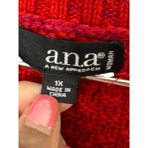 a.n.a A New Approach Red Long Sleeve Light Weight Sweater Women's Size 1X - Picture 6 of 6
